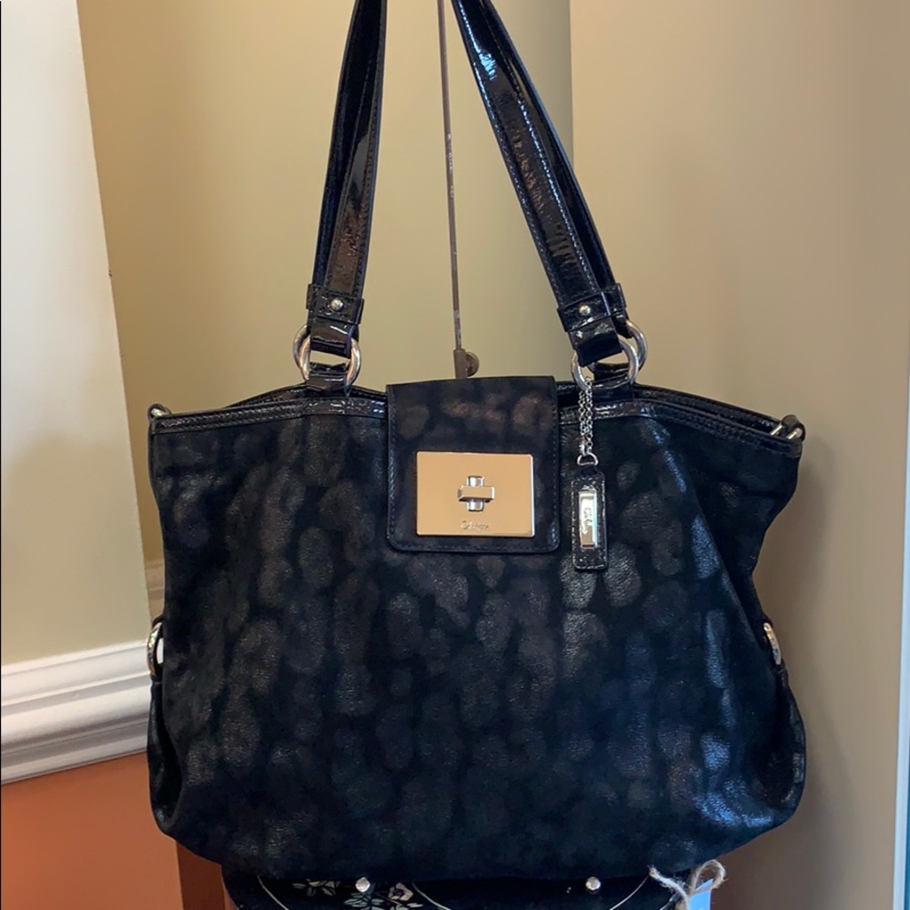Cole Haan leather animal print patent leather bag